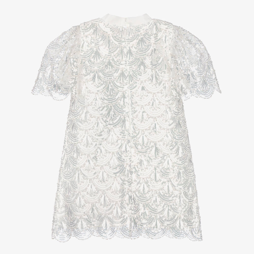 EIRENE-فستان أبيض لامع للبنات مع فيونكة | Childrensalon Outlet