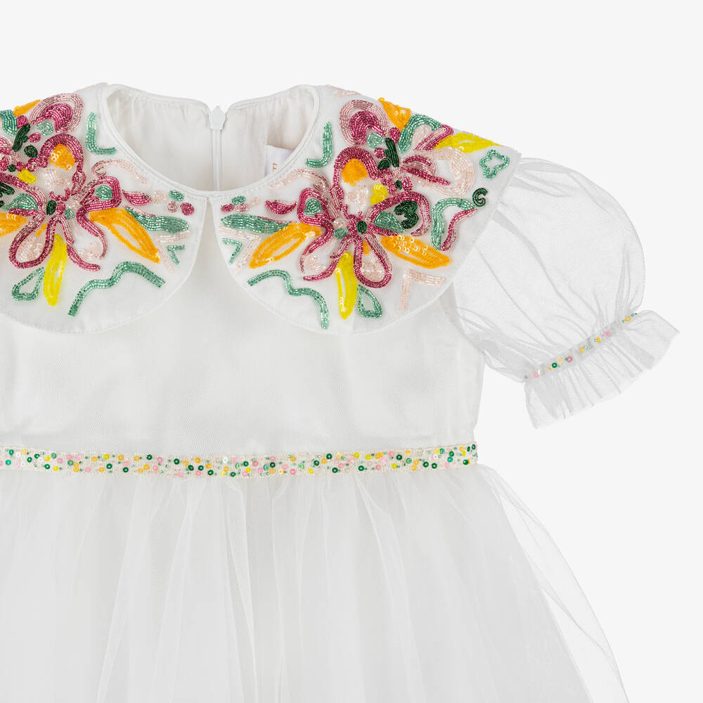 EIRENE-Girls White Tulle Tutu Dress | Childrensalon Outlet