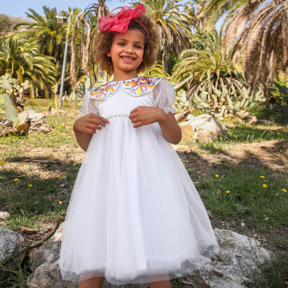 EIRENE-Girls White Tulle Tutu Dress | Childrensalon Outlet