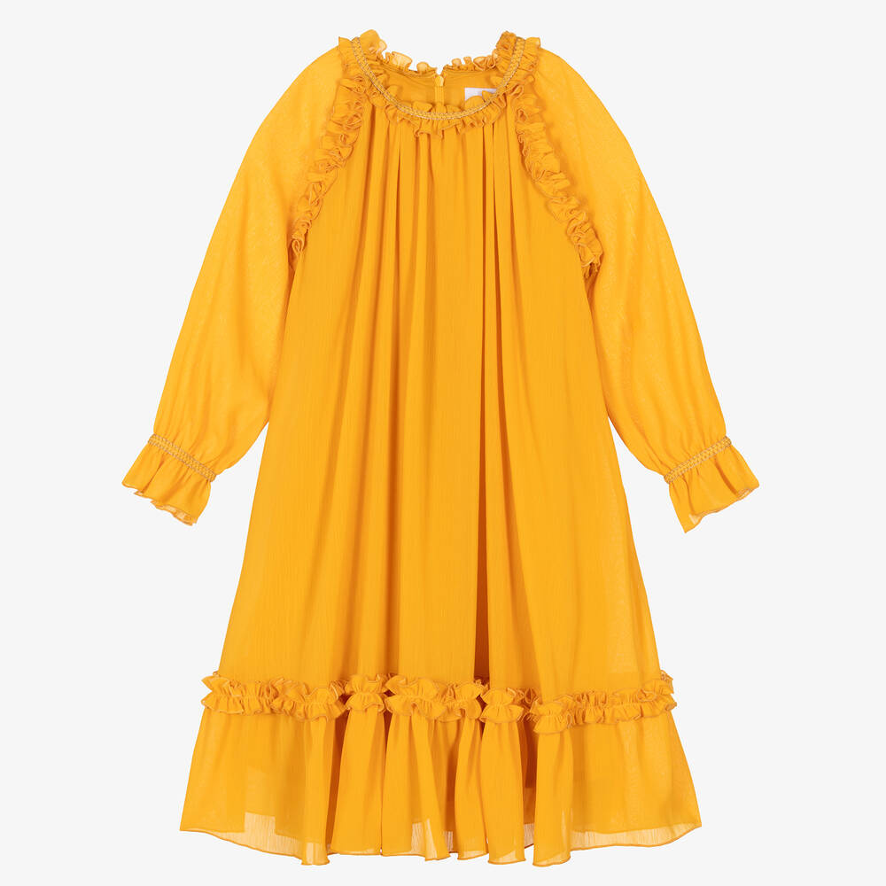 EIRENE-فستان كريب شيفون لون أصفر موتارد | Childrensalon Outlet