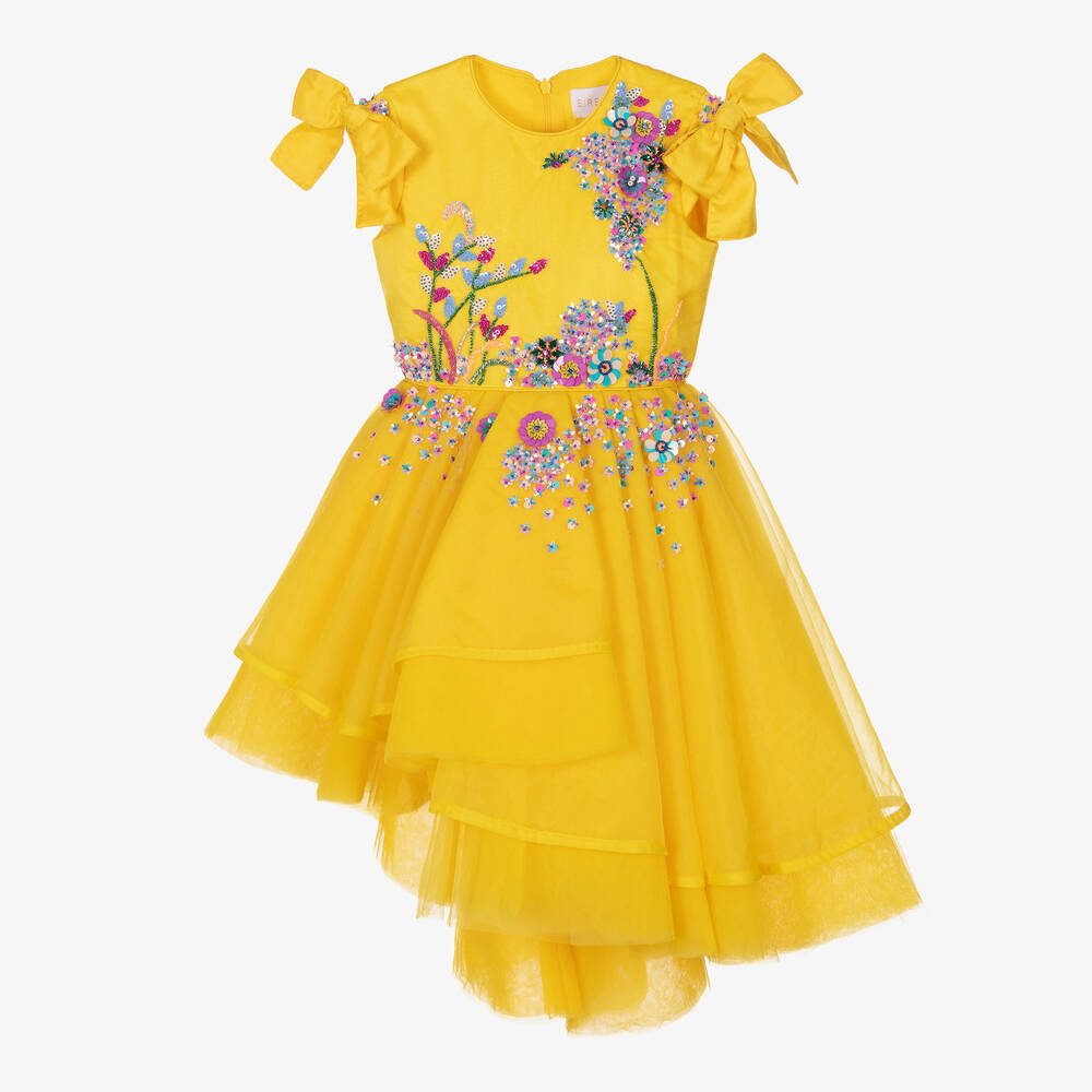 EIRENE-Girls Yellow Organza & Sequin Dress | Childrensalon Outlet