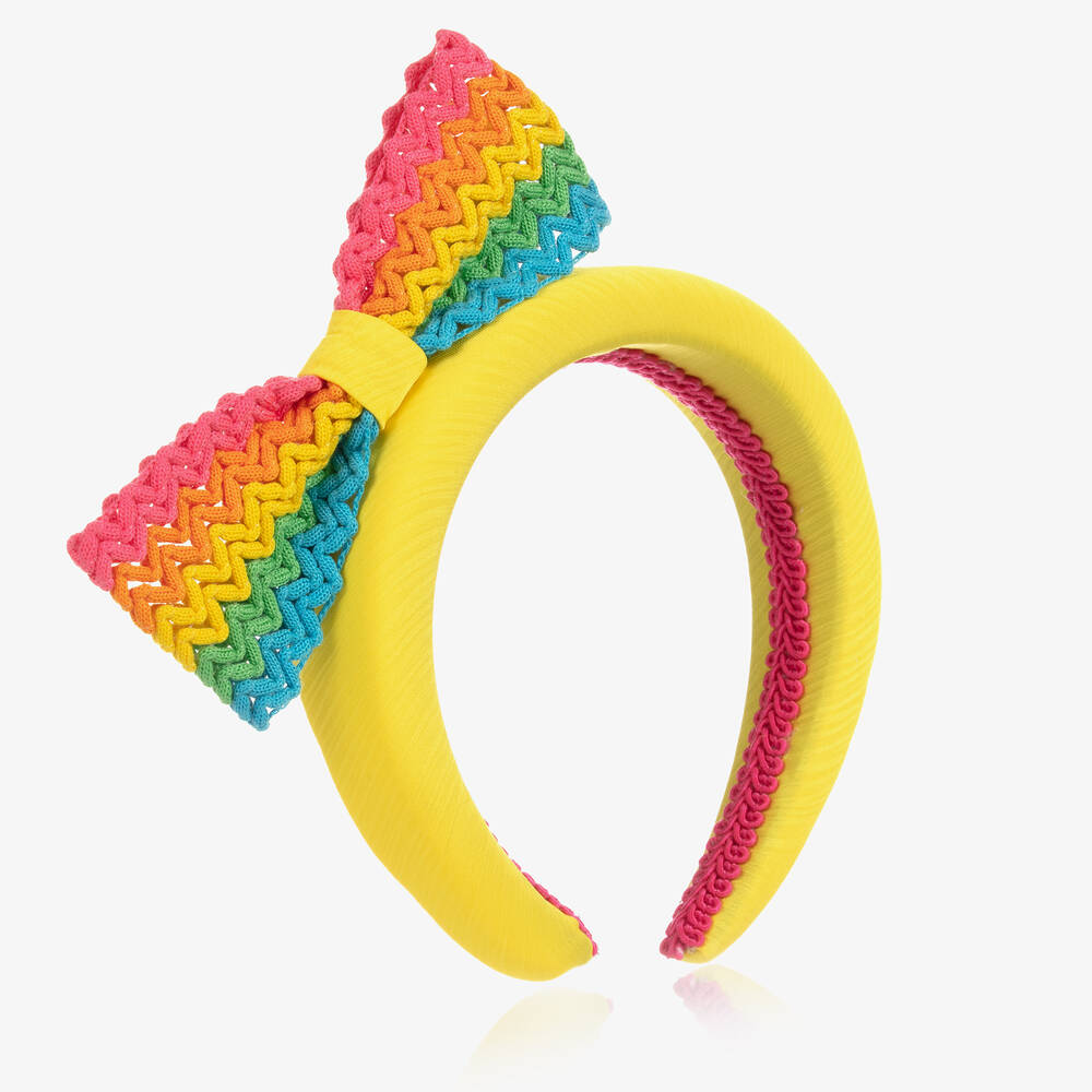 EIRENE - Girls Yellow Rainbow Bow Hairband | Childrensalon