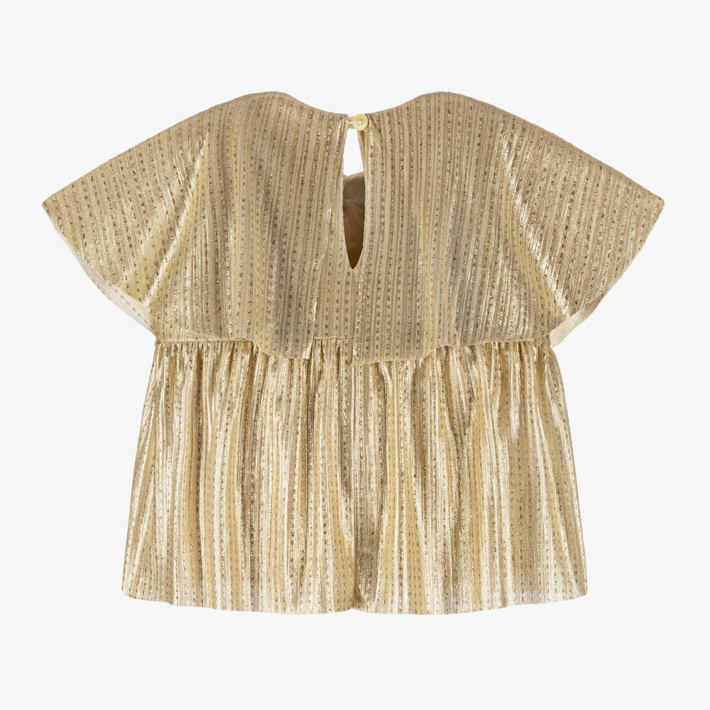 EIRENE-Gold Radiance Plissé Top for Girls | Childrensalon Outlet