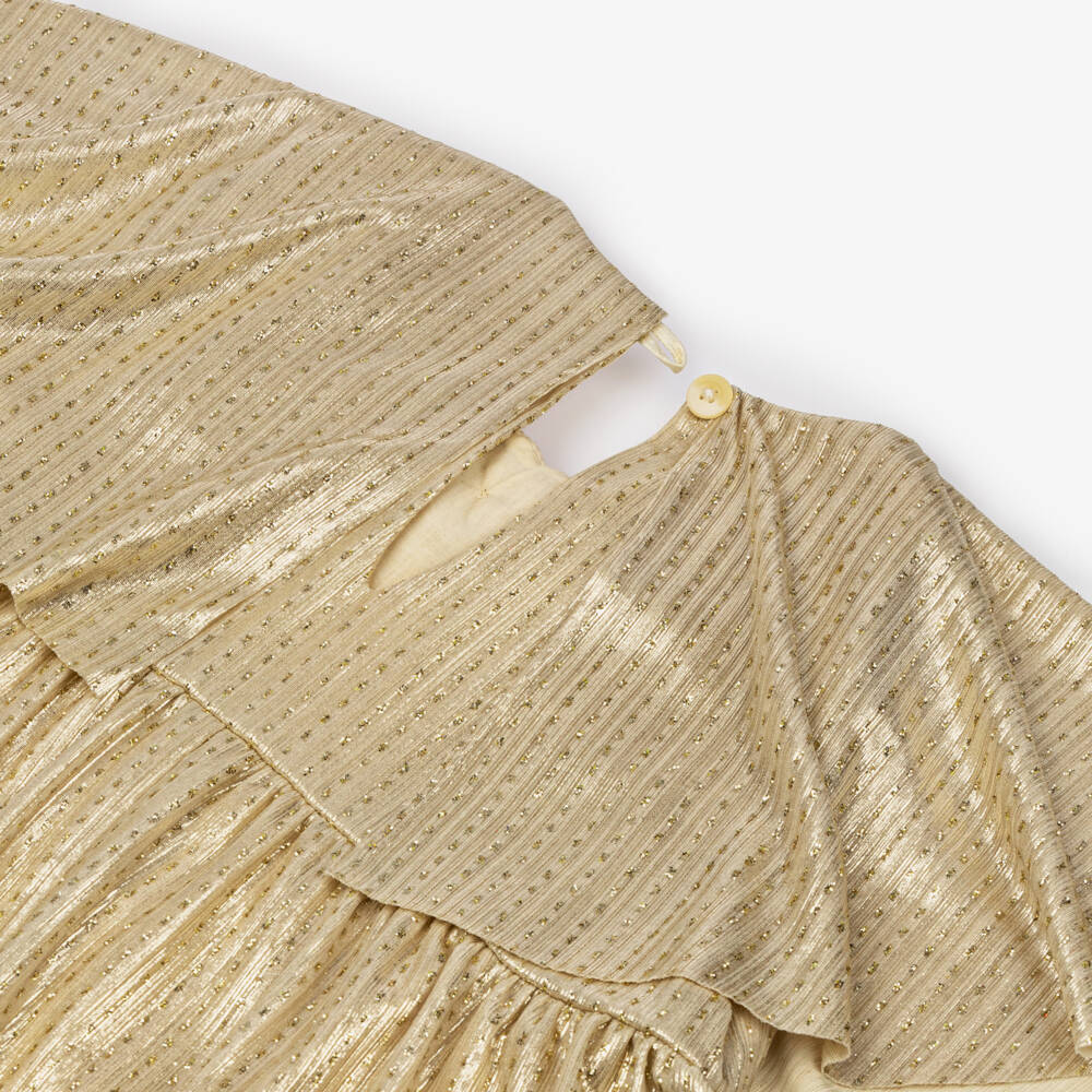 EIRENE-Gold Radiance Plissé Top for Girls | Childrensalon Outlet