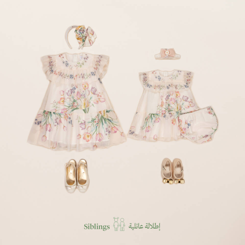EIRENE-فستان شيفون عاجي مزهر للبنات | Childrensalon Outlet