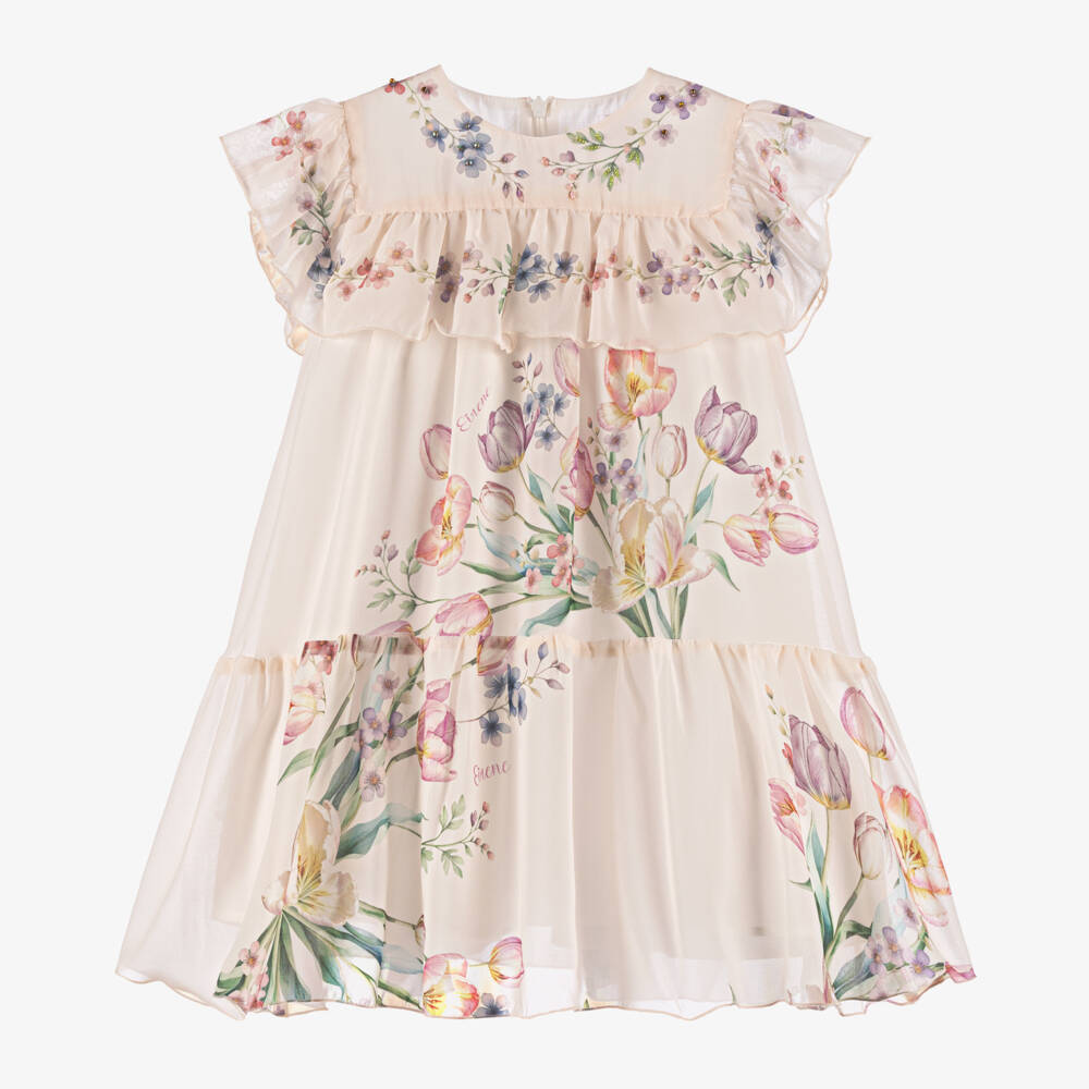 EIRENE-Кремовое шифоновое платье Bloom для девочек | Childrensalon Outlet