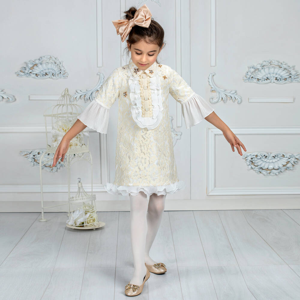 EIRENE-Кремовое кружевное платье с оборками | Childrensalon Outlet