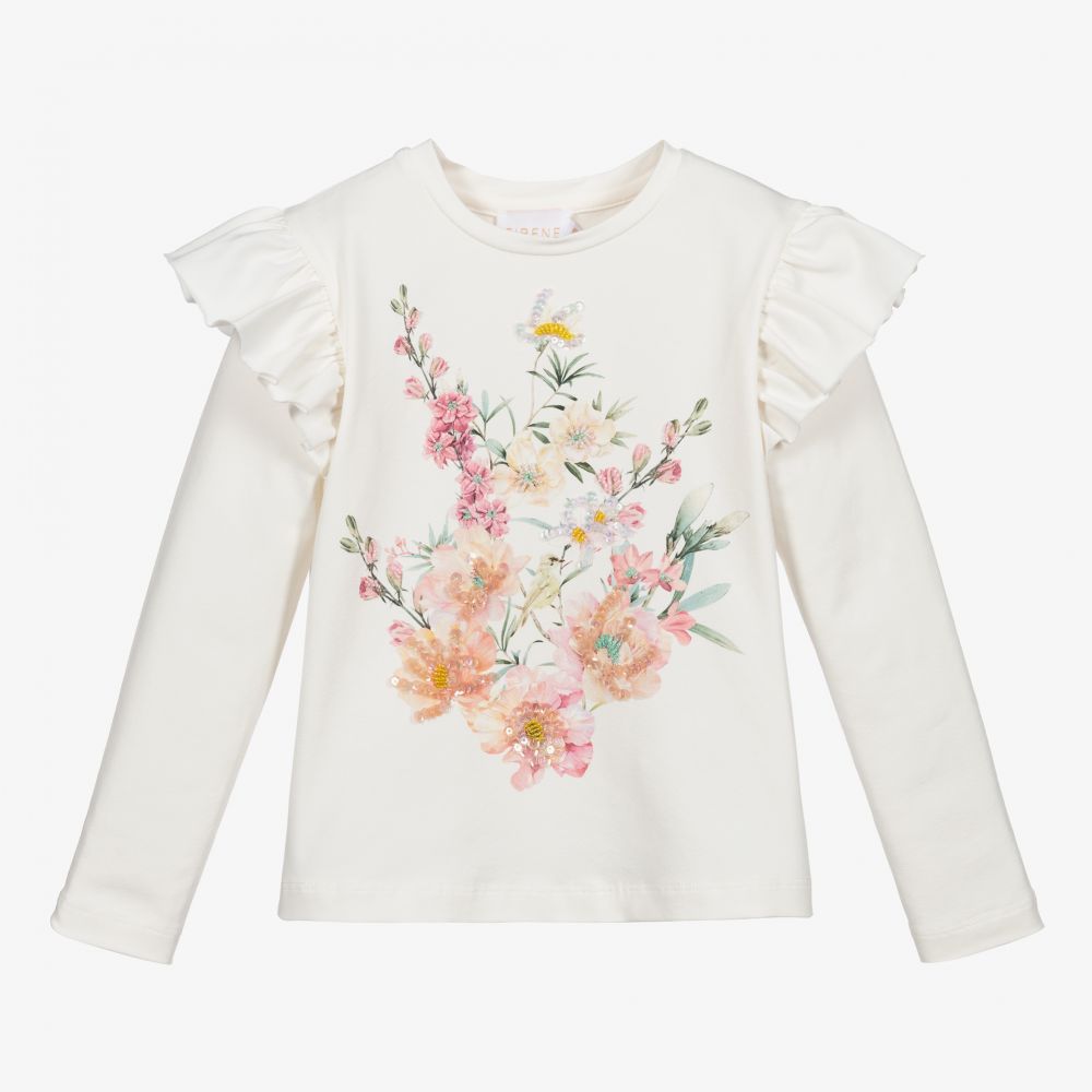 EIRENE - Ivory & Pink Floral Top | Childrensalon