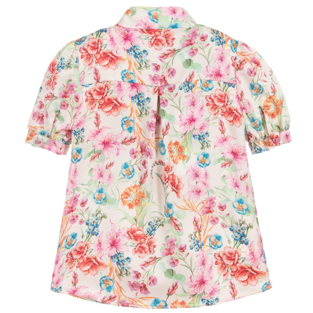 EIRENE-Ivory & Pink Satin Blouse | Childrensalon Outlet