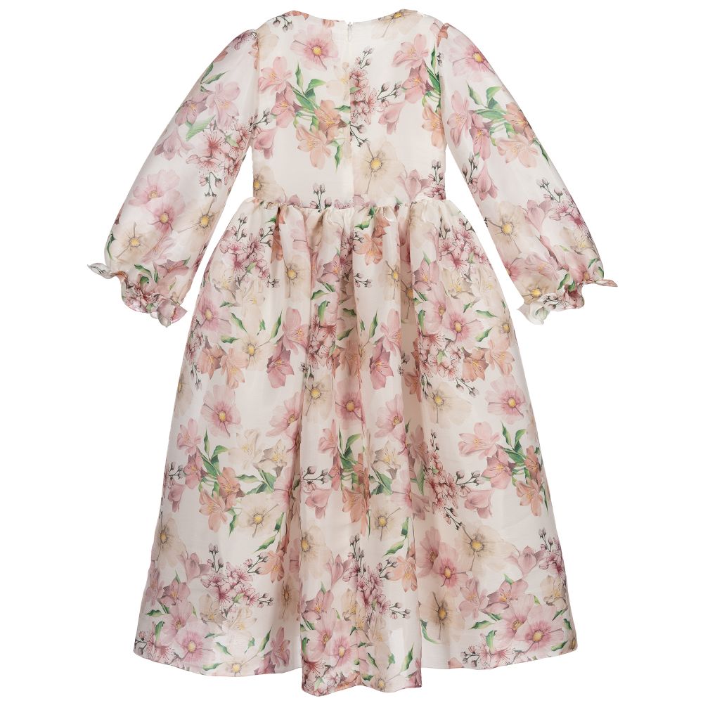 EIRENE-فستان ساتان لون عاجي و زهري | Childrensalon Outlet