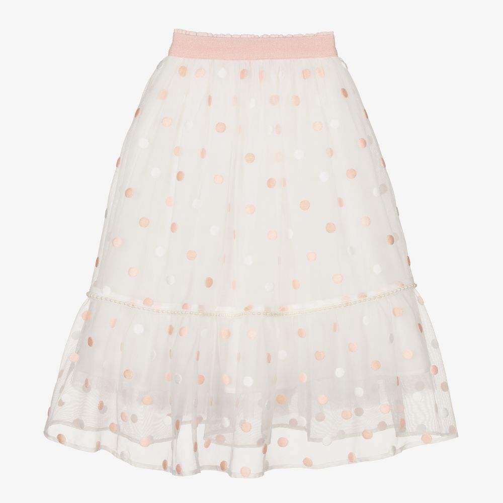 EIRENE - Jupe longue blanche et rose en tulle | Childrensalon