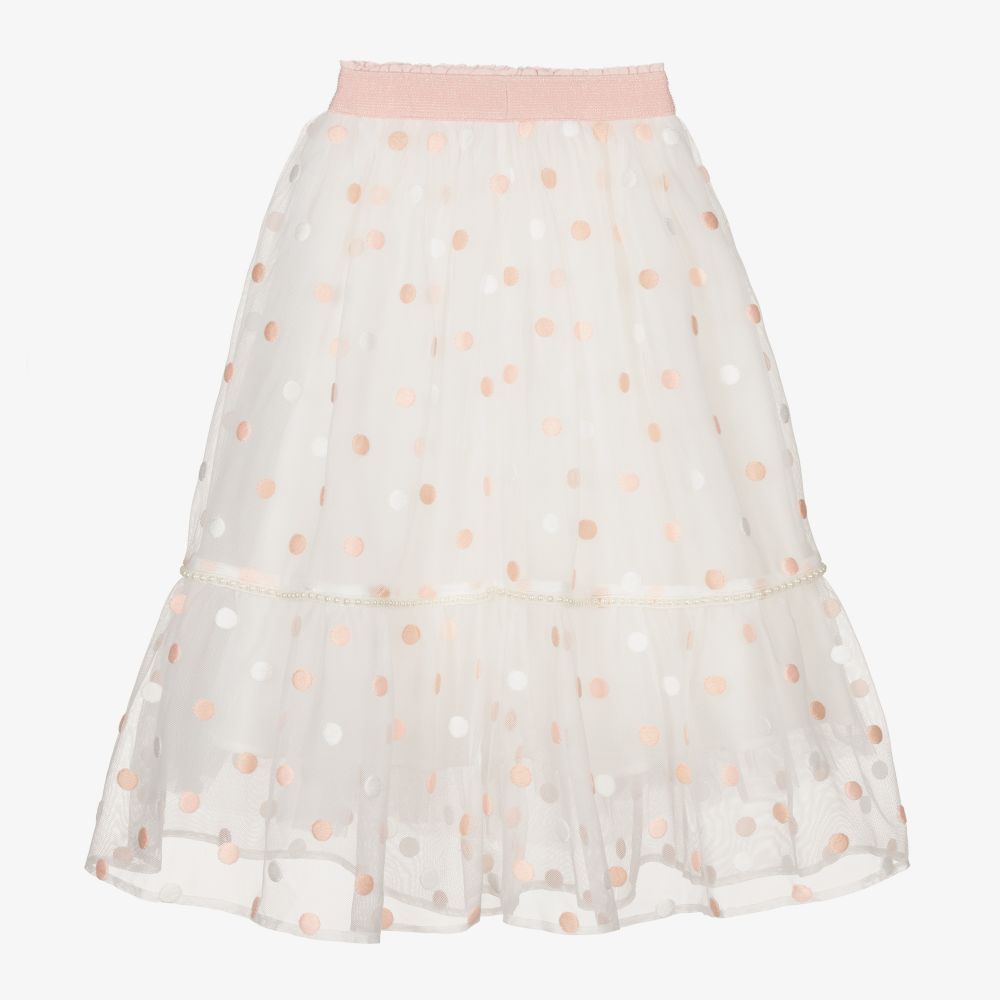 EIRENE-Long White & Pink Tulle Skirt | Childrensalon Outlet
