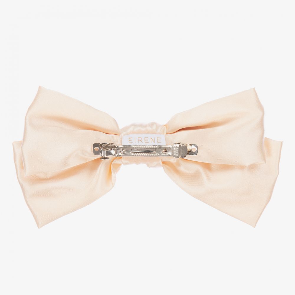 EIRENE-Peach Pink Bow Hairclip (22cm) | Childrensalon Outlet