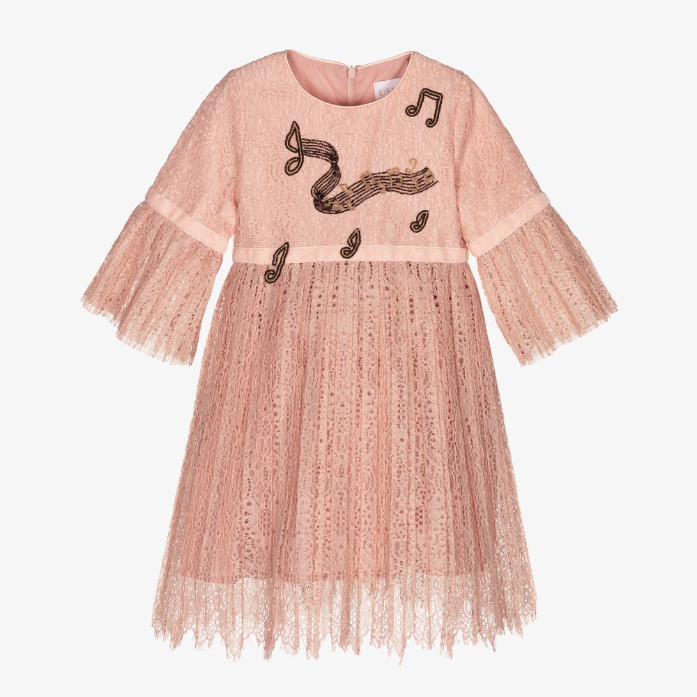 EIRENE - Pink Beaded Lace Dress  | Childrensalon