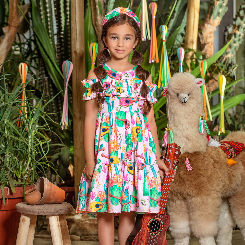 EIRENE-Pink Cactus & Guitar Dress | Childrensalon Outlet