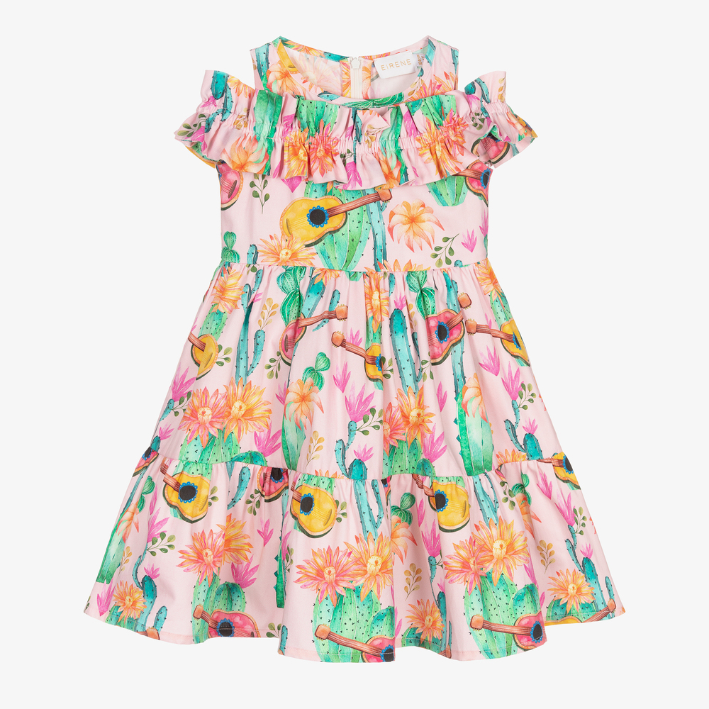 EIRENE - Rosa Kleid mit Kakteen und Gitarren | Childrensalon