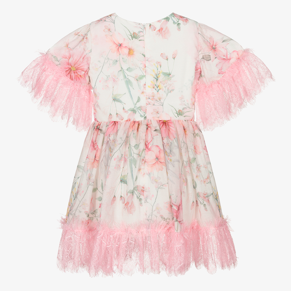 EIRENE-Pink Chiffon & Lace Dress | Childrensalon Outlet