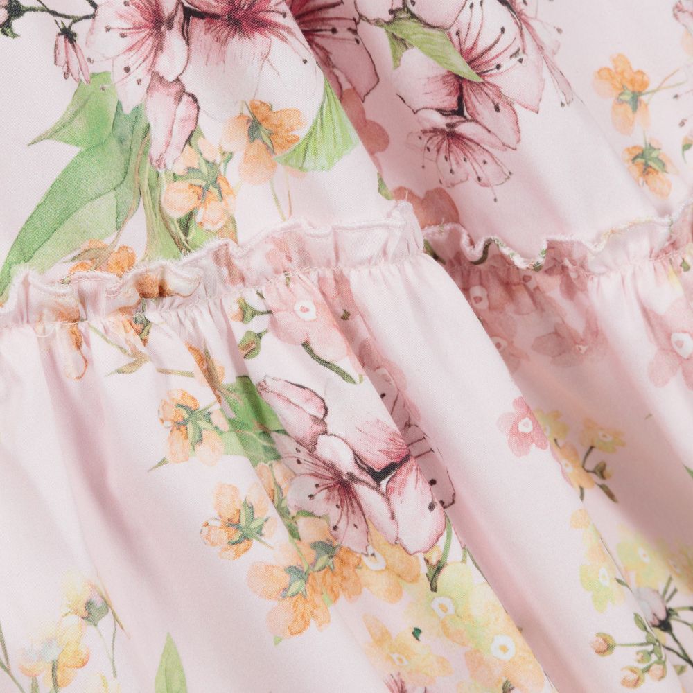 EIRENE-Pink Cotton Floral Dress | Childrensalon Outlet