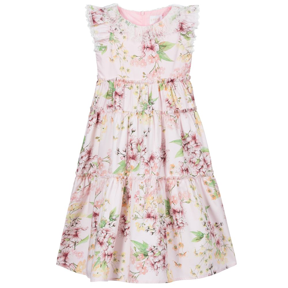EIRENE-Pink Cotton Floral Dress | Childrensalon Outlet