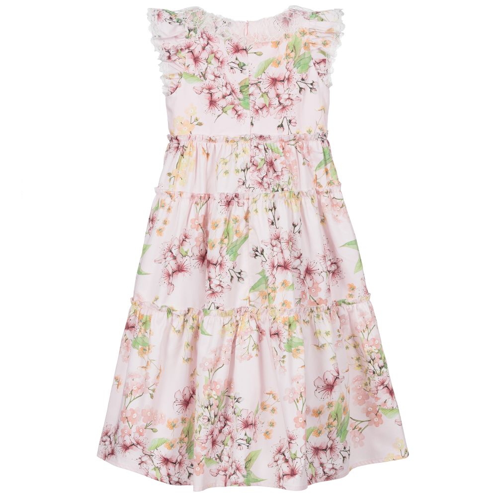 EIRENE-Pink Cotton Floral Dress | Childrensalon Outlet
