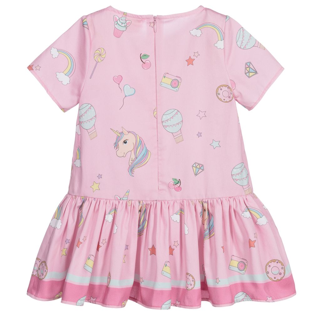 EIRENE Pink Cotton Unicorn Dress Childrensalon Outlet