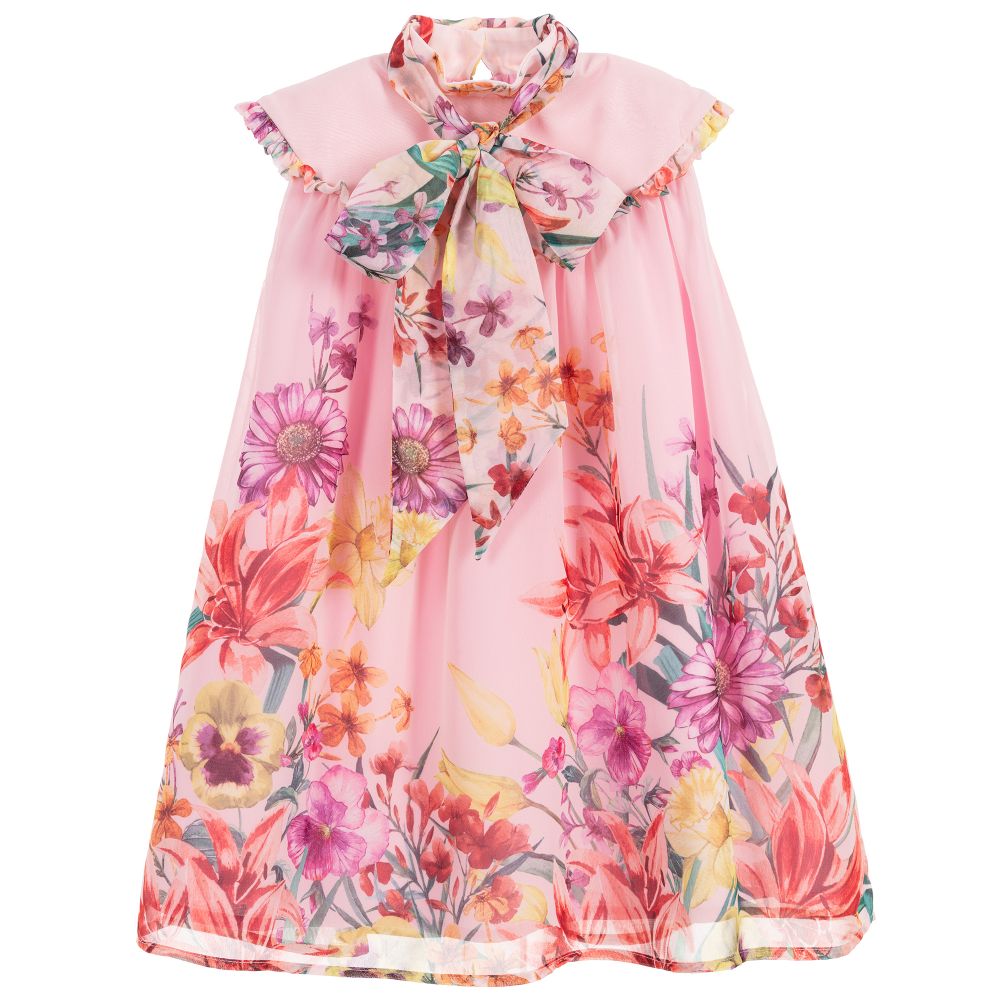 EIRENE - Pink Floral Chiffon Dress | Childrensalon