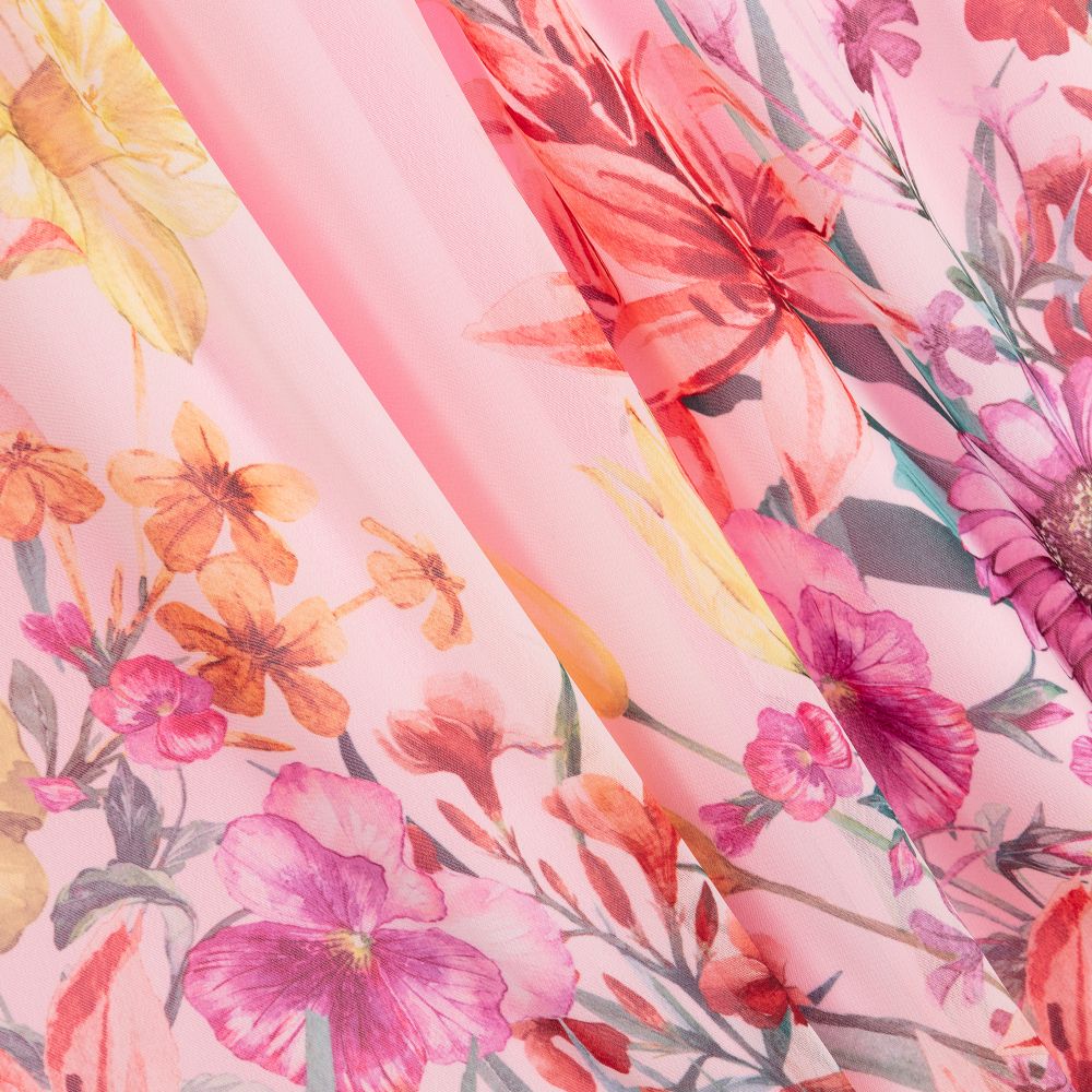 EIRENE-Pink Floral Chiffon Dress | Childrensalon Outlet