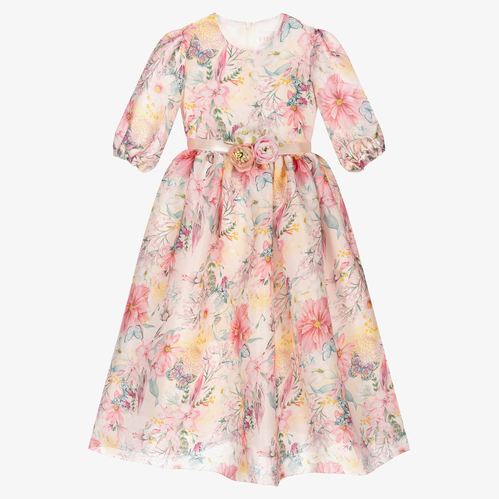 EIRENE - Pink Floral Chiffon Dress | Childrensalon