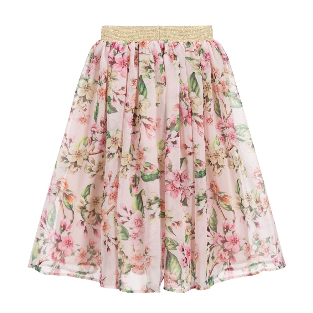 EIRENE - Pink Floral Chiffon Skirt | Childrensalon Outlet