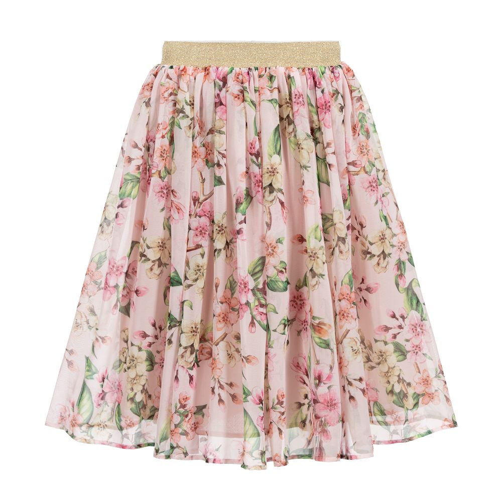 EIRENE-Pink Floral Chiffon Skirt | Childrensalon Outlet