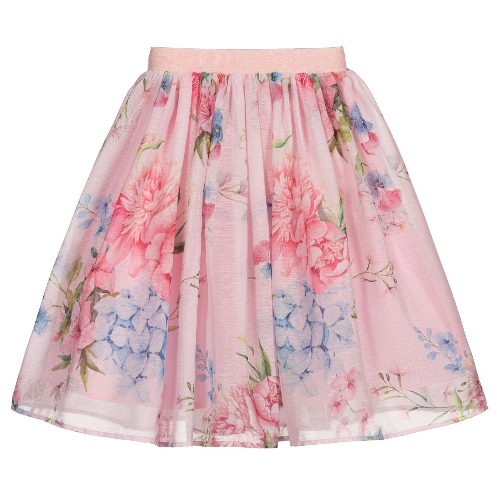 EIRENE - Pink Floral Chiffon Skirt | Childrensalon