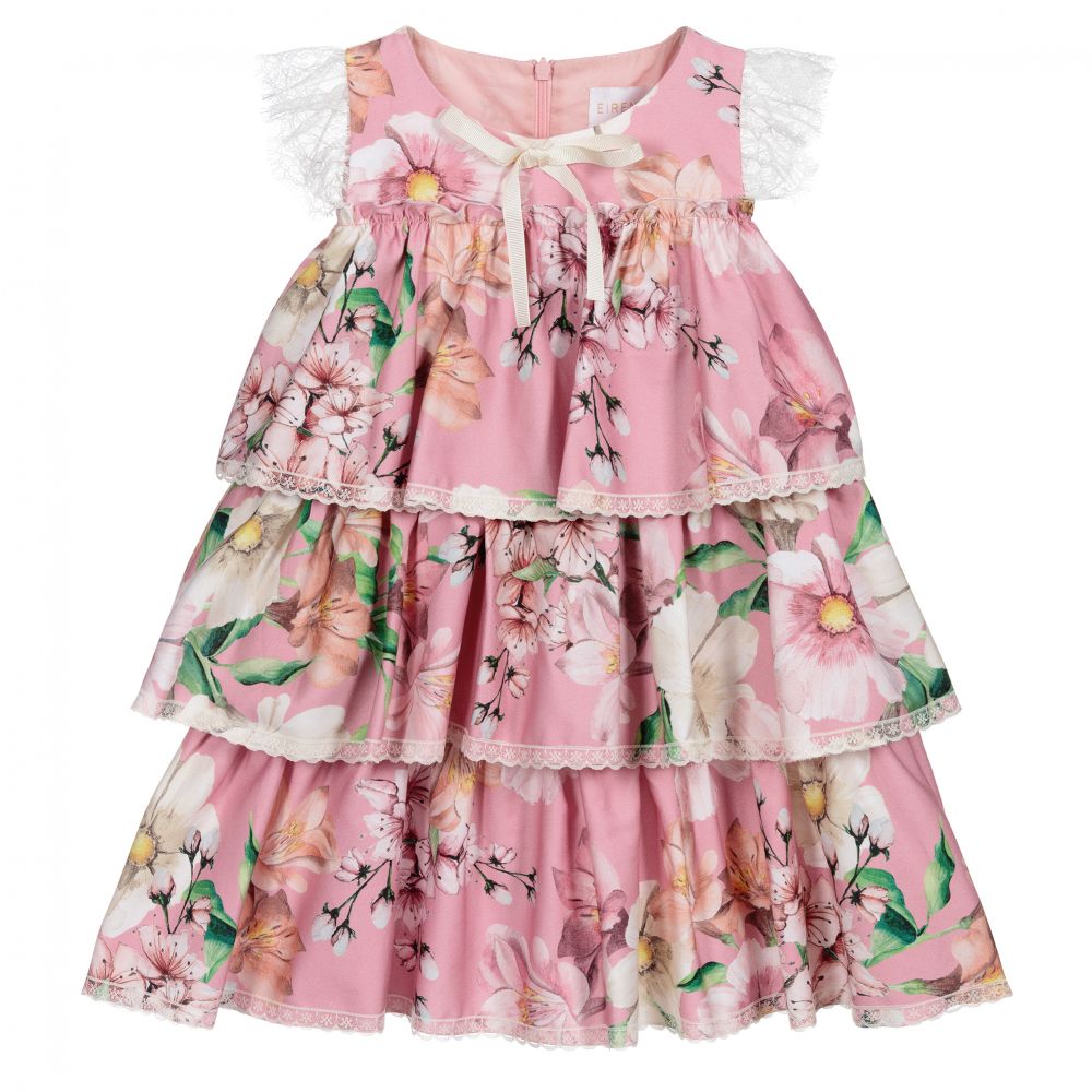EIRENE - Розовое хлопковое платье с цветочным рисунком | Childrensalon