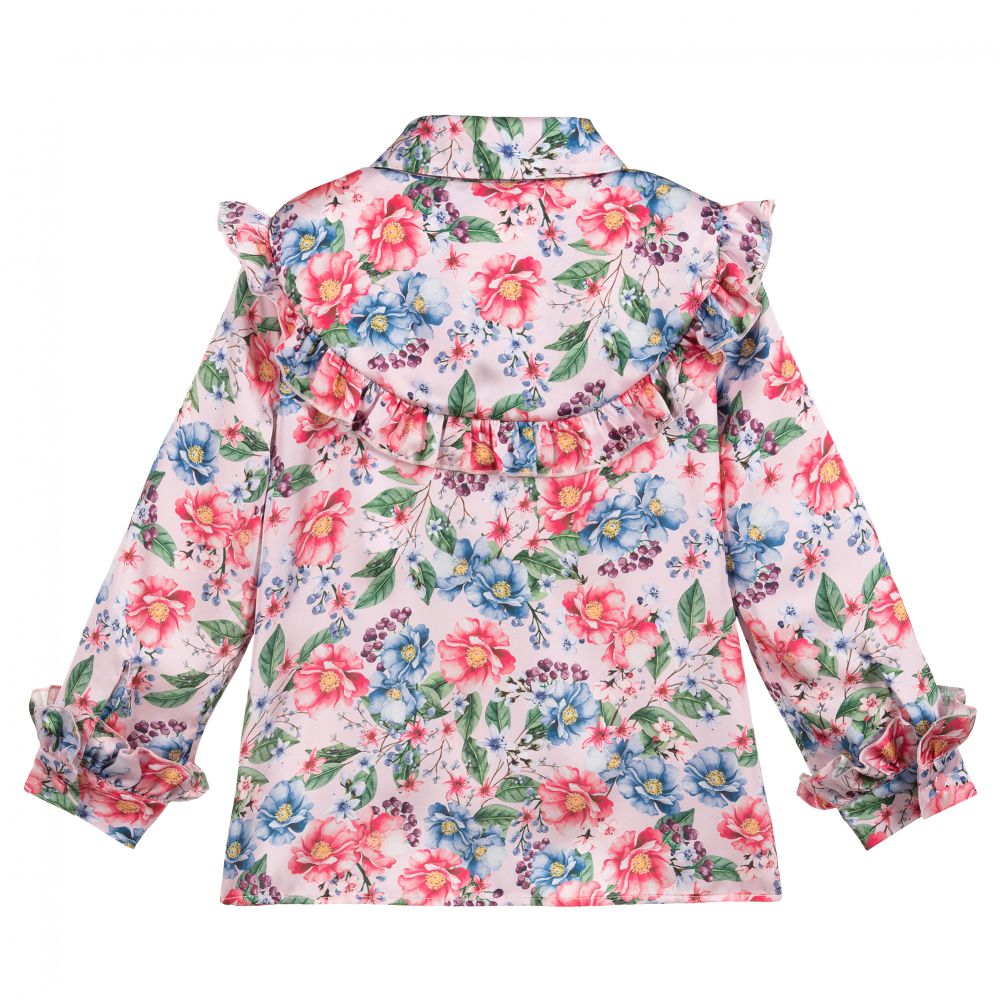 EIRENE-Pink Floral Ruffle Blouse  | Childrensalon Outlet