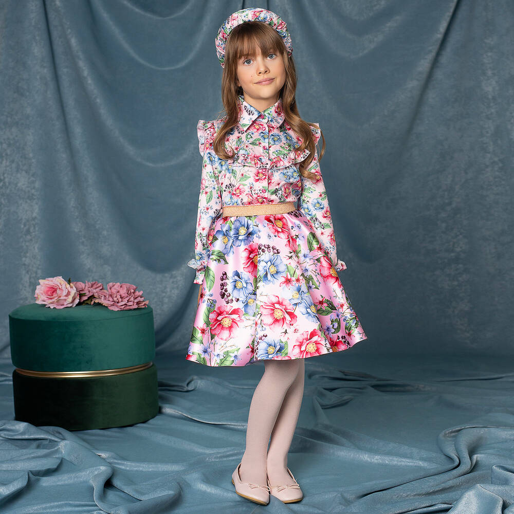 EIRENE-Pink Floral Ruffle Blouse  | Childrensalon Outlet
