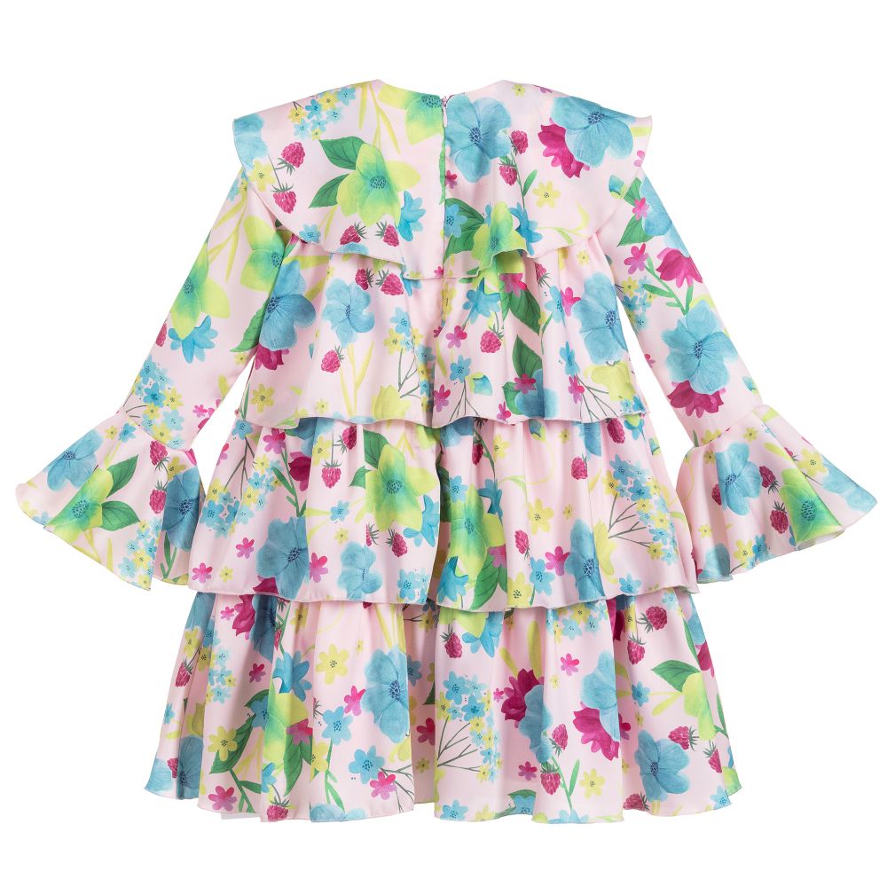 EIRENE-Pink Floral Satin Dress | Childrensalon Outlet