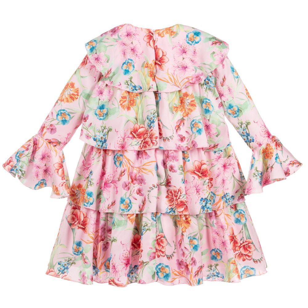 EIRENE-Pink Floral Satin Dress | Childrensalon Outlet