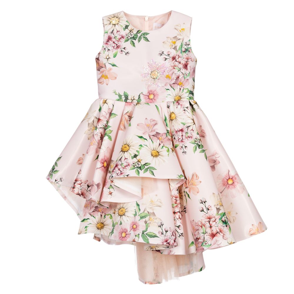 EIRENE - Pink Floral Satin Dress | Childrensalon