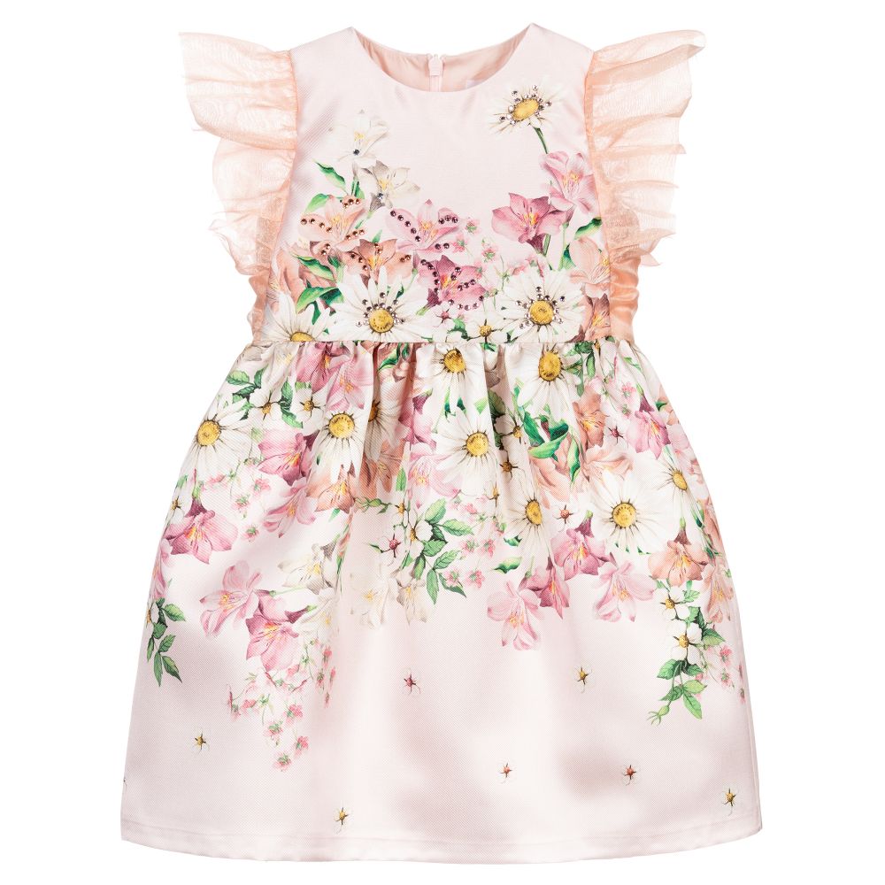 EIRENE - Robe rose en satin fleuri | Childrensalon