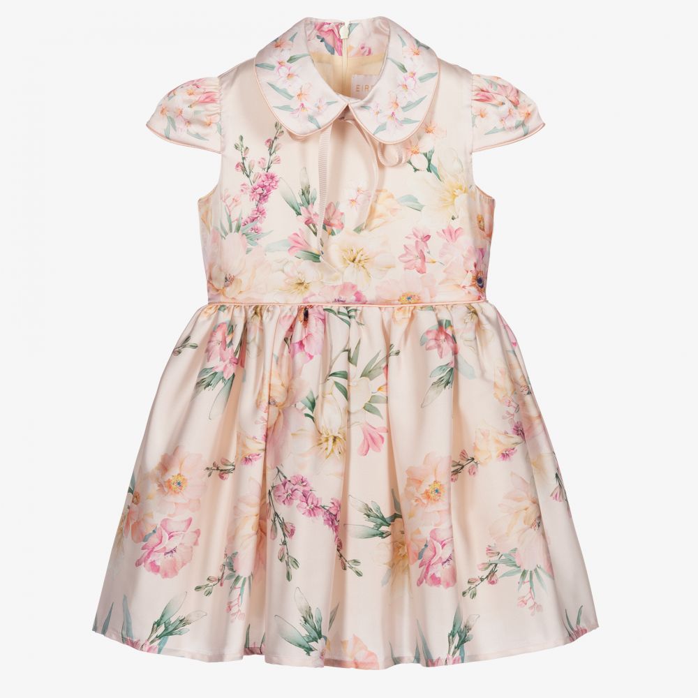 EIRENE - Robe fleurie rose en satin | Childrensalon