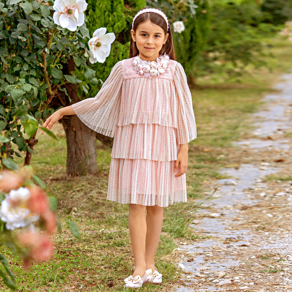 EIRENE-فستان تول لون زهري وذهبي | Childrensalon Outlet