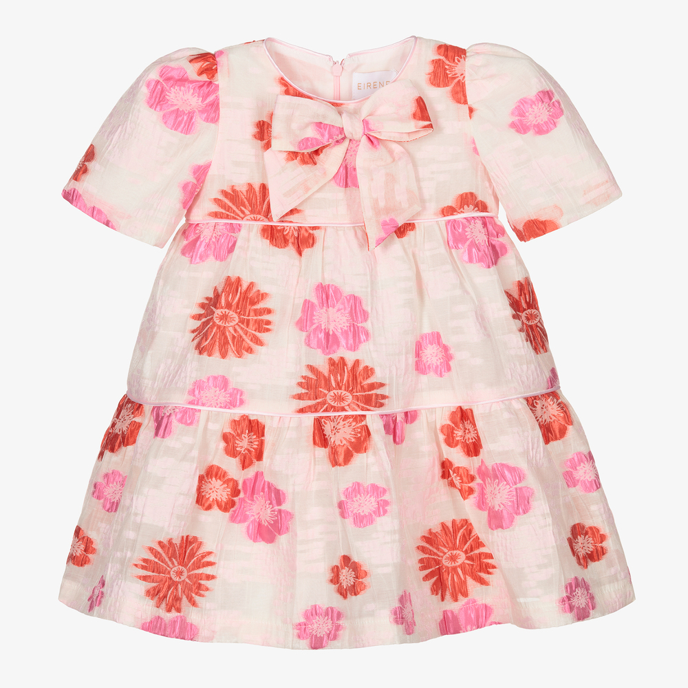 EIRENE - Robe fleurie rose en jacquard | Childrensalon