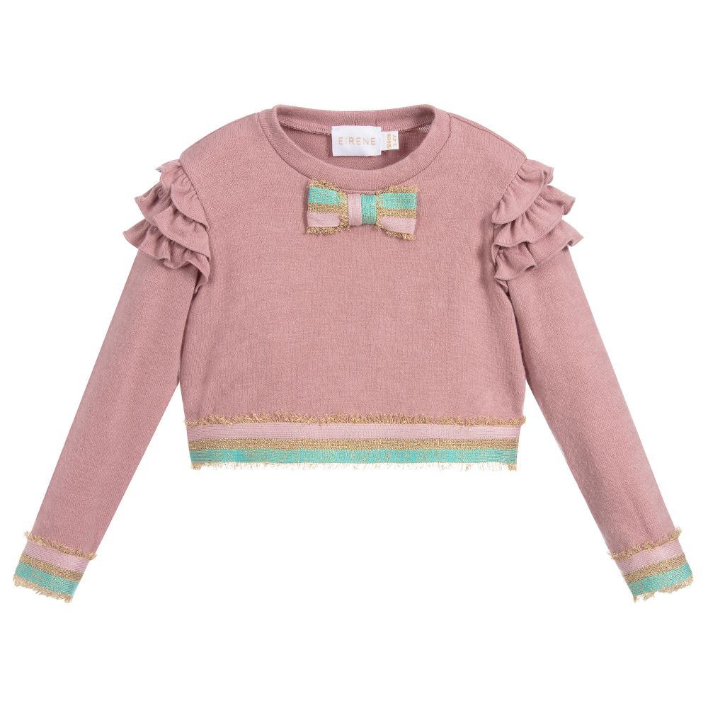 EIRENE - Розовый вязаный свитер с бантом | Childrensalon
