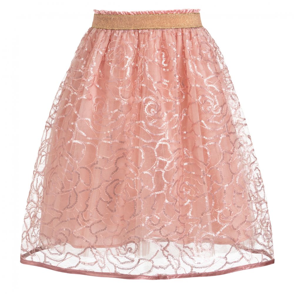 EIRENE-Pink Lace & Sequins Skirt  | Childrensalon Outlet