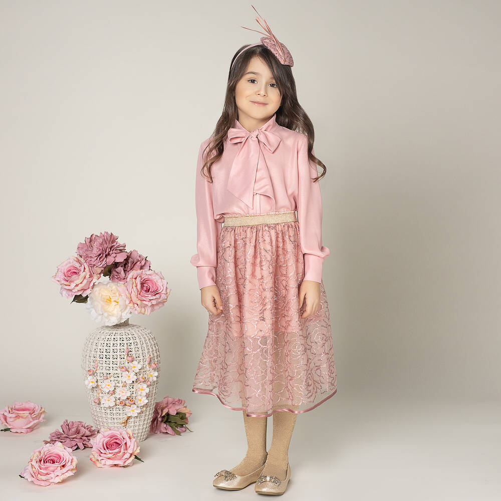 إيرين-تنورة دانتيل و ترتر لون زهري | Childrensalon Outlet