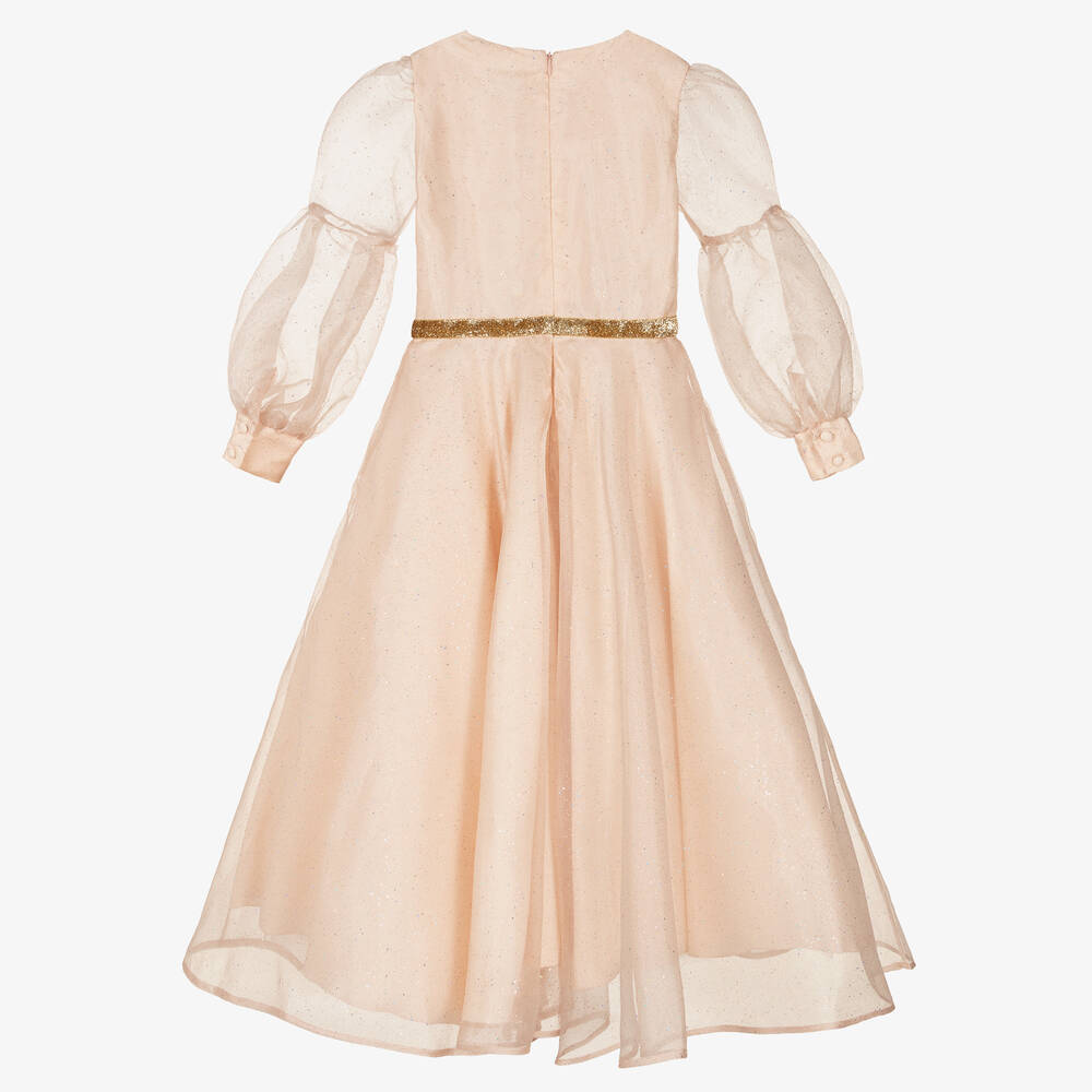 EIRENE-Розовое платье из органзы с блестками | Childrensalon Outlet