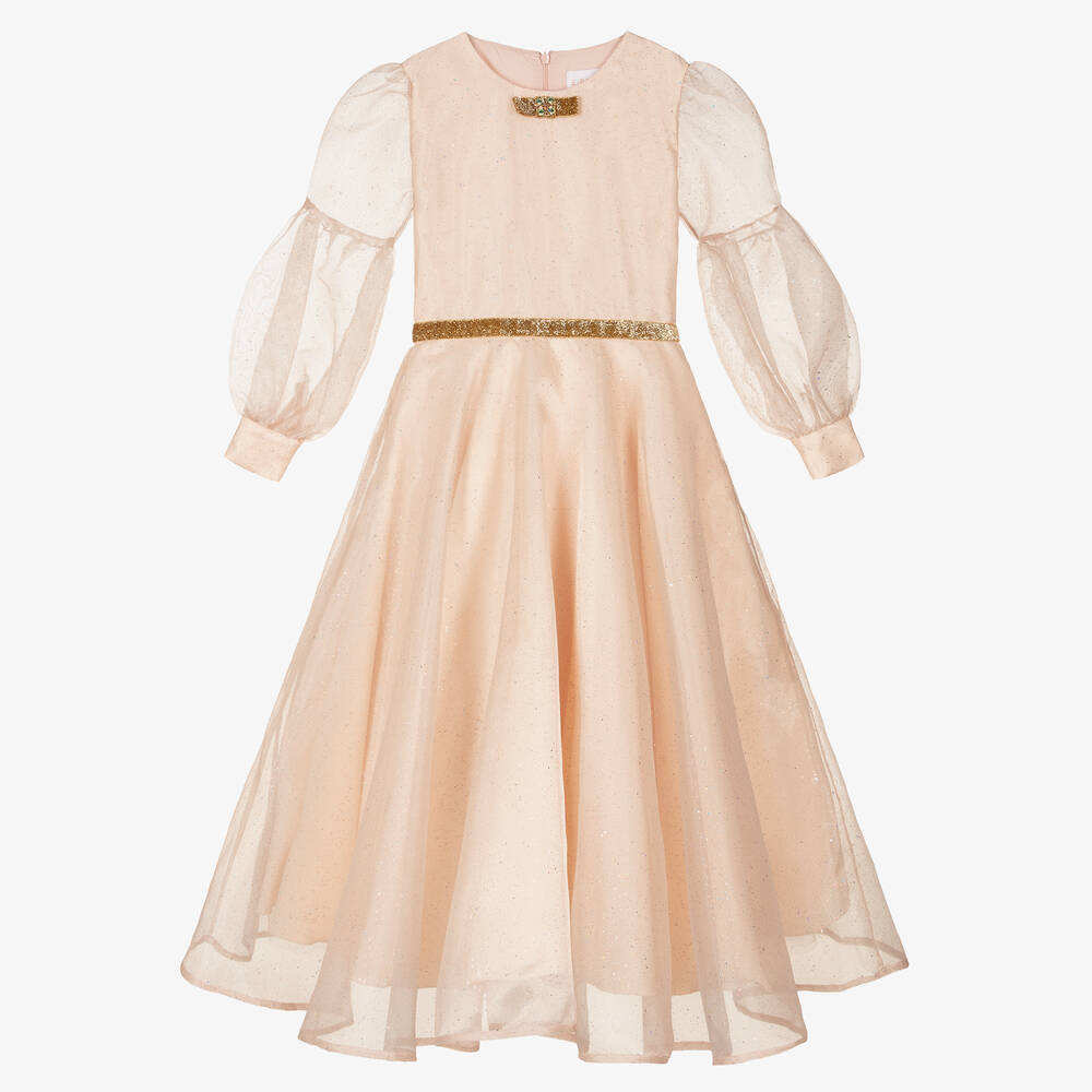 EIRENE - Розовое платье из органзы с блестками  | Childrensalon