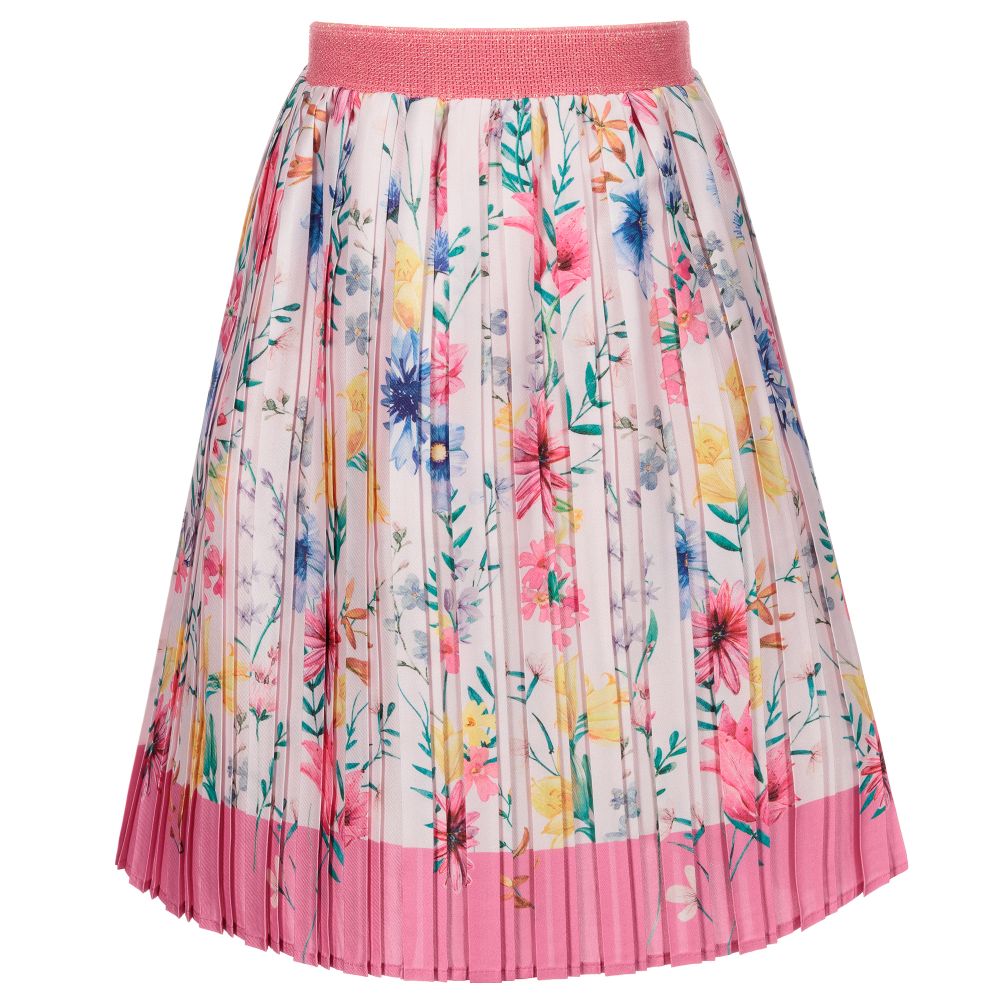 EIRENE - Pink Pleated Floral Skirt | Childrensalon