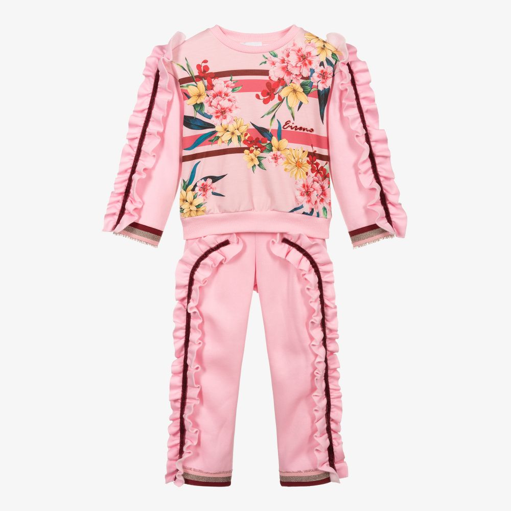 EIRENE - Pink Ruffle & Floral Tracksuit | Childrensalon