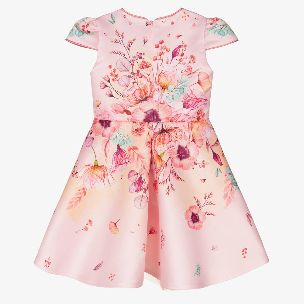 EIRENE-Pink Satin Floral Dress | Childrensalon Outlet