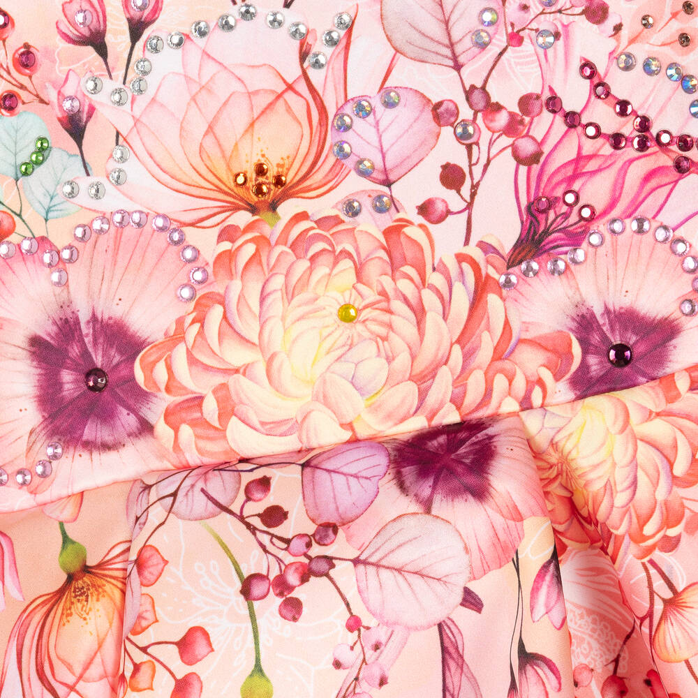 EIRENE-Pink Satin Floral Dress | Childrensalon Outlet